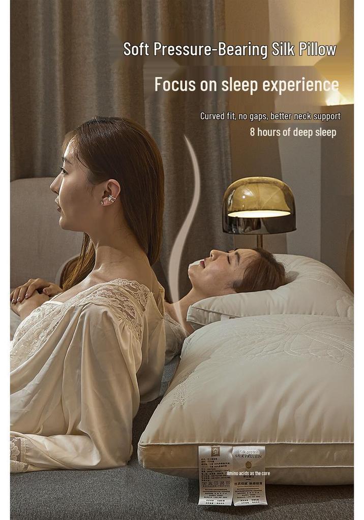 Luxury Silk & Cotton Neck Support Pillow Pair for Home Use