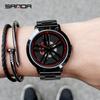 Sanda Time to Shine Wheel Series Men's Waterproof Quartz Wristwatch with Creative Hollow Design