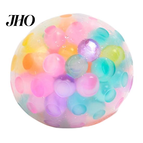 Dekompressionsball Regenbogenperle Stress mit Glitzer Weiches TPR Quetschspielzeug zur Angstlinderung Buntes Fidget Spielzeug für Kinder Erwachsene Lustiges Gadget Langlebig