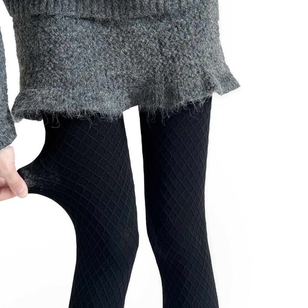 

Trendy High Waist Grid Tights Elastic Warm Stocking Slim Vintage Pantyhose Winter Spring for Women One Size чёрный