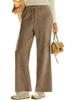 2026 Spring Elastic High Waist Lace-Up Corduroy Pants, Wide-Leg, with Pockets, Casual Long Trousers.