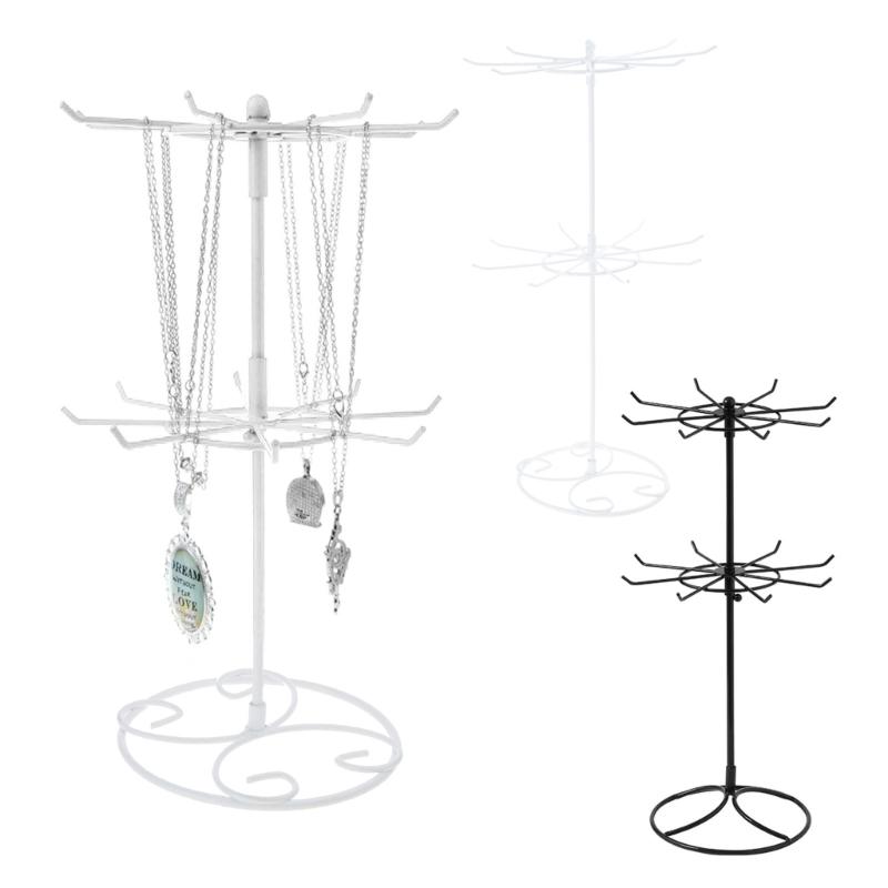 Jewelry Display Rack 2 Tier Rotating Necklace Holder Jewelry Tree Stand Jewelry Organizer for Necklaces Bracelet Earring