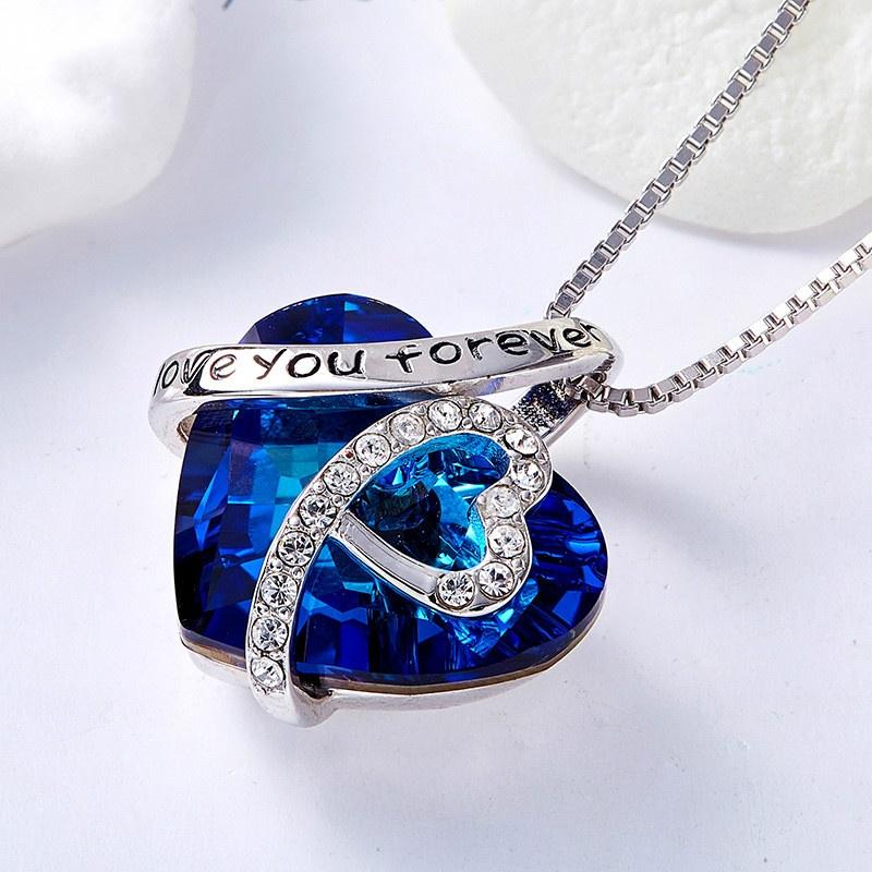 I Love You Forever "Crystal Heart Pendant Necklaces Woman Crystal Choker Necklace