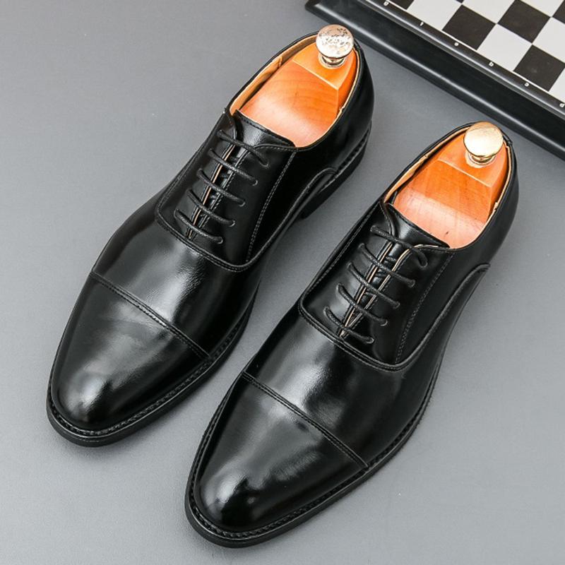 Luxury Men's Dress Shoes Classics Business Leather Shoes Banquet Party Dress Shoes Fashion Pointed Wedding Shoe Lace Up Oxfords