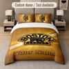Set Biancheria da Letto Personalizzato Modello Boston Bruins, Stampa Nome Testo 1 Copripiumino più 2 Federe Tessile per la Casa