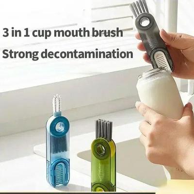 3 In 1 Cleaning Brush Rotatable Cleaning Cup Brush Multi-function Bottle Cleaning Brushes Kitchen  Accessories Gap Cleaner