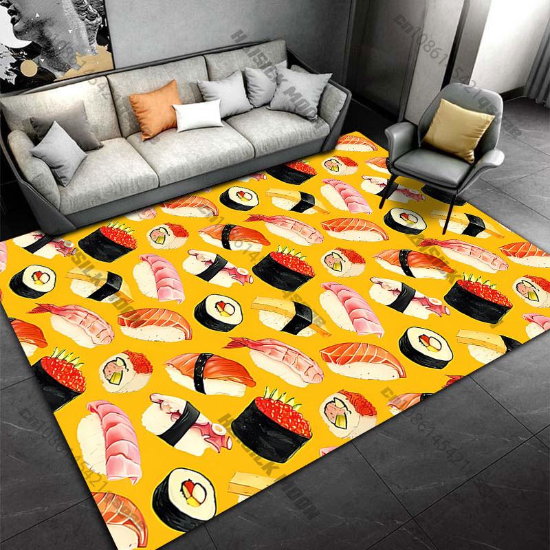 Colorful assortment of sushi pieces carpet Yoga living room room decor children's crawling mat doormat area rug games mat