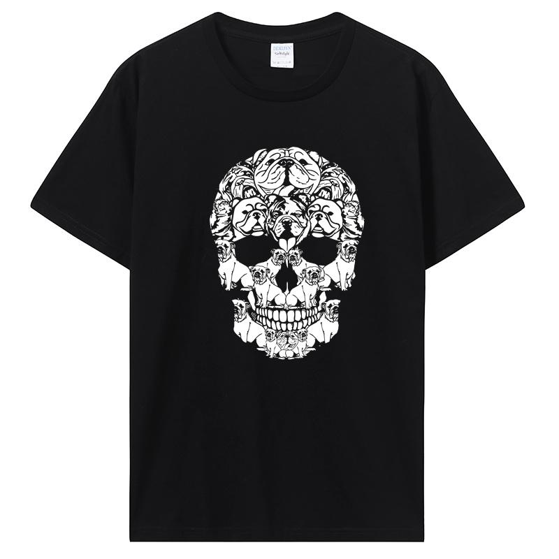 

Skull English Bulldog Dog Gifts Funny Halloween Costume T-Shirt Men Cotton O-neck Tshirt Hip Hop Tees Streetwear Harajuku 3XL