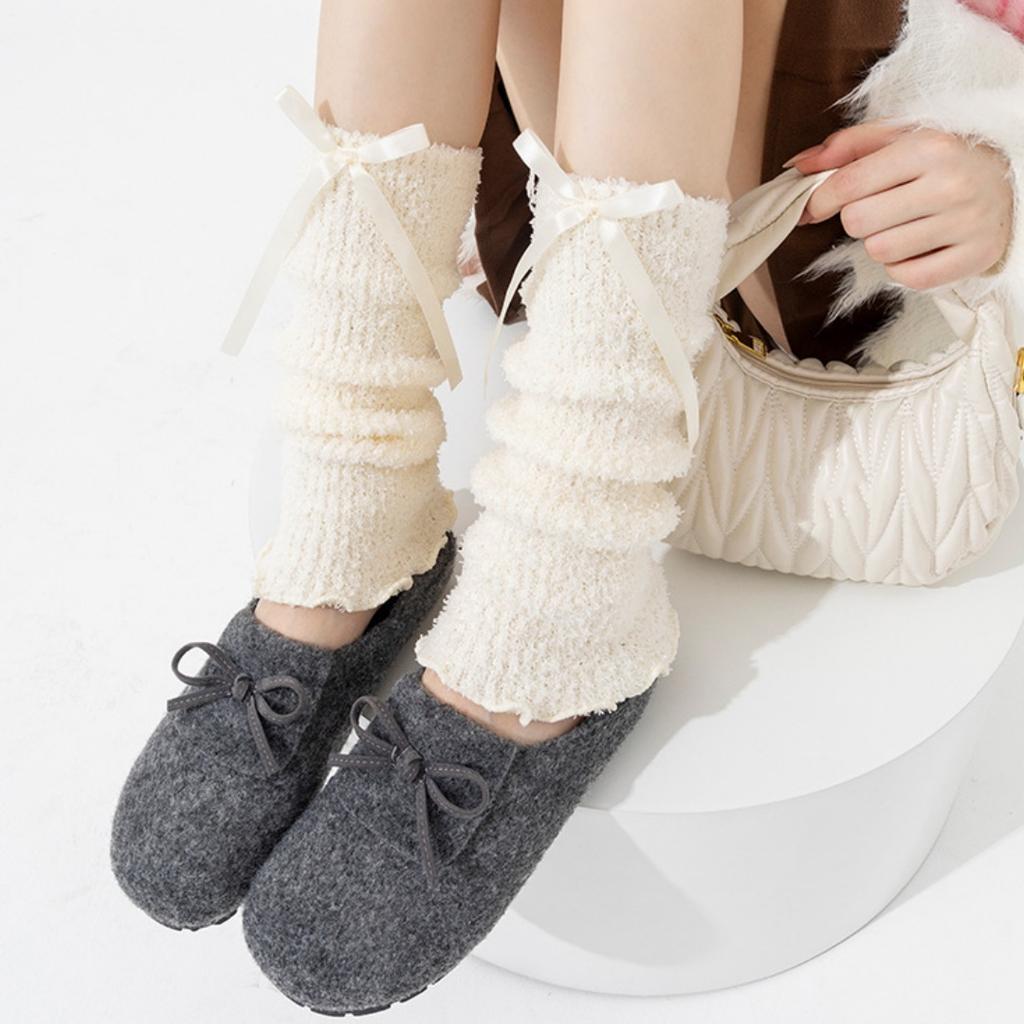 Lolita Socks High Elastic Knee High Leg Sleeves Plush Leg Warmers Skin-Friendly Long Calf Warmers For Daily Wear Fashion Dance