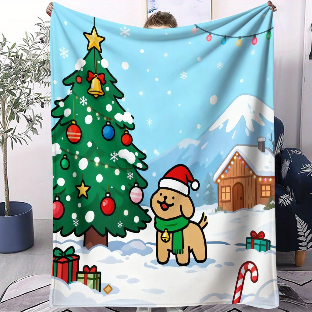 Cute Cartoon Line Puppy Maltese Printed Soft Plush Blanket Warm Blanket for Sofa Bed Suitable for Birthday Girls Christmas Gifts