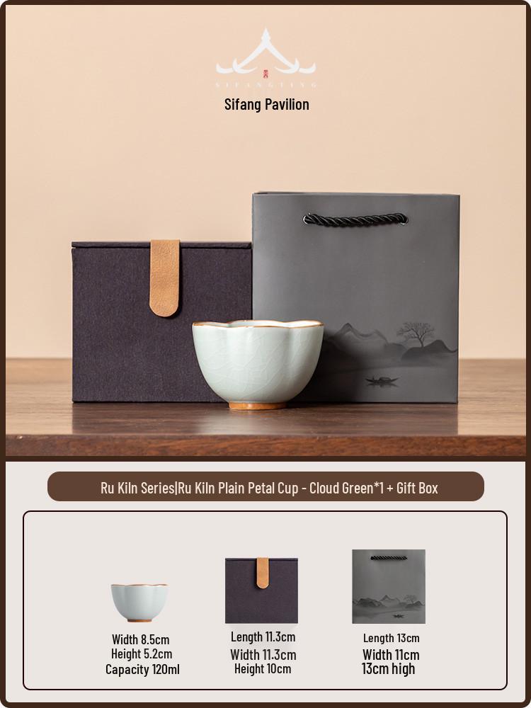Ru Kiln Large Capacity Ceramic Tea Tasting Cup - Gongfu Tea Set for Home.