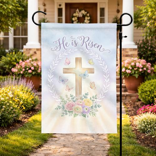 He Is Risen Happy Easter Faith Jesus ag Christian Cross Sign Garden Yard Decor UUI GGX