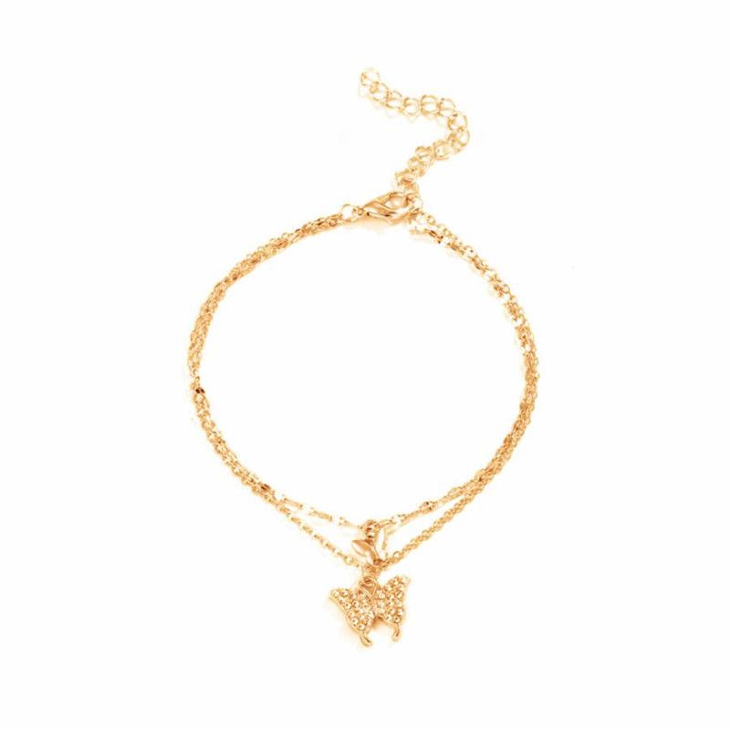 Fashion Bohemia Butterfly Anklet Rhinestone Chain Foot Chain Jewelry For Women Summer Beach Anklet Butterfly Barefoot Chain