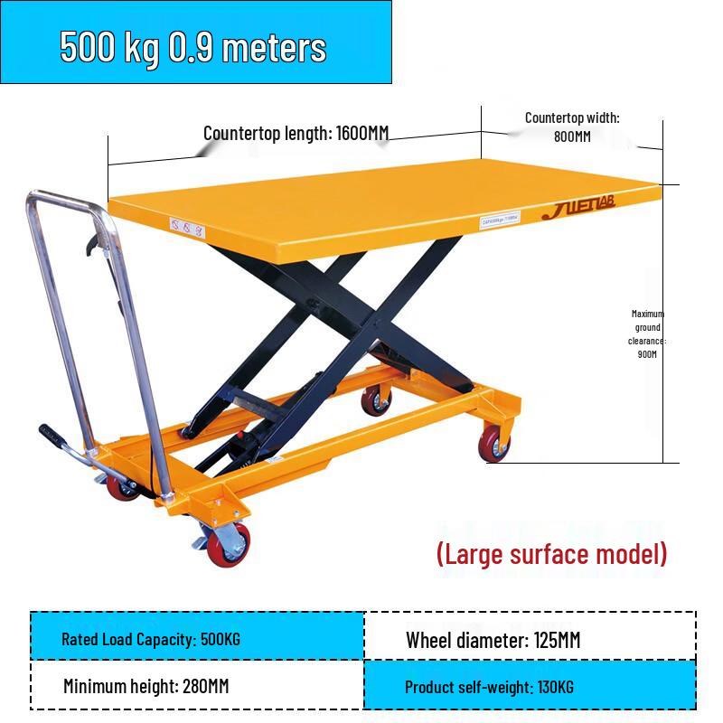 YishuXiang PTD500 Manual Hydraulic Mobile Lift Platform Cart