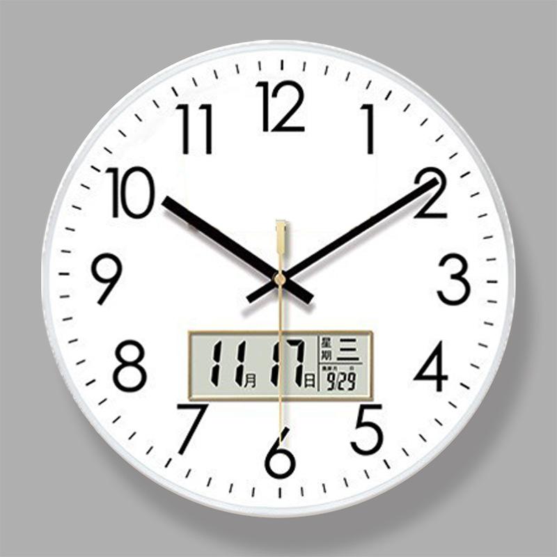 Silent Dual Calendar Wall Clock Living Room Wall Clock Classic Clock Wall Watch Perpetual Calendar Quartz