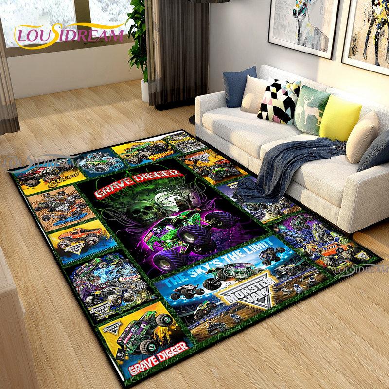 Monster Jam Truck Game Carpet for Living Room Bedroom Rug Kitchen Kids Door Unslip Floor Mat Birthday gift photography props Rug