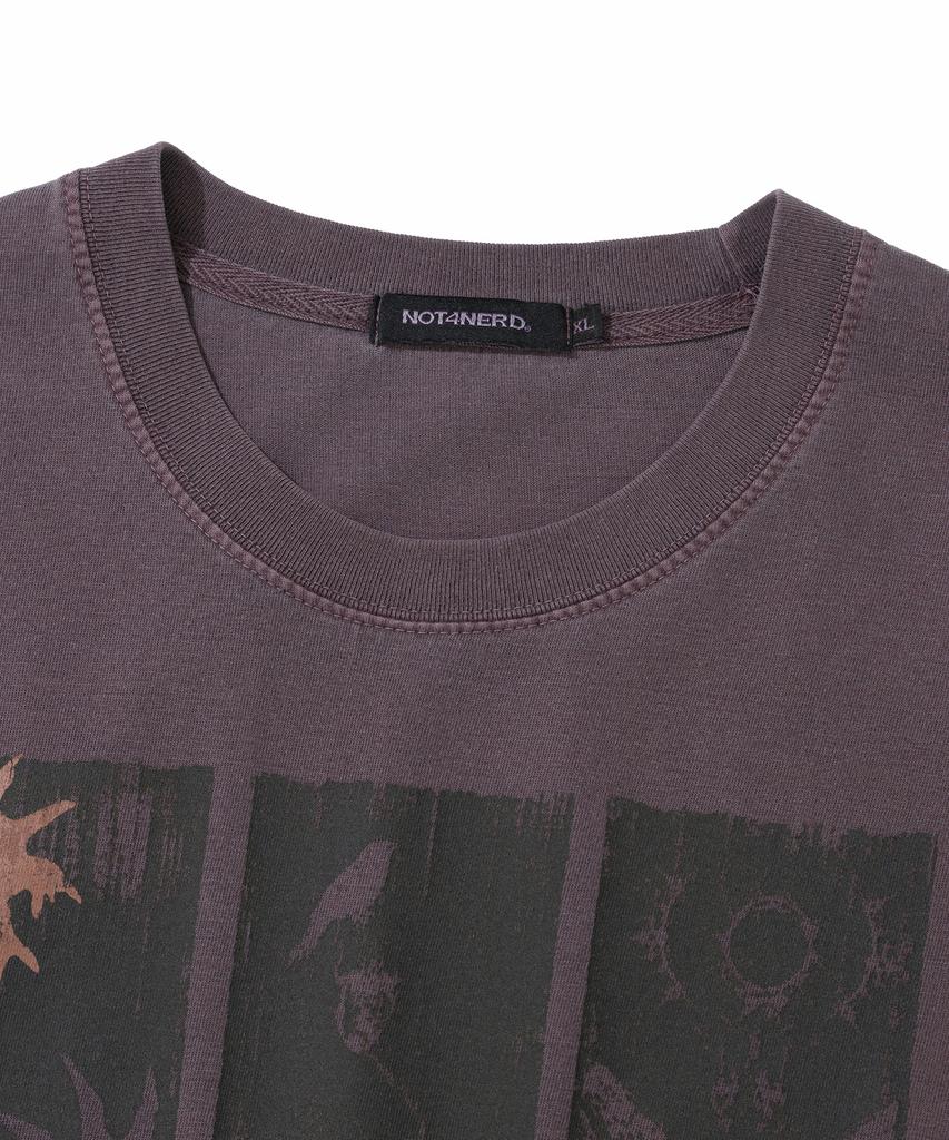 NOT4NERD Omens Pigment Loose Cropped T-Shirts - Purple