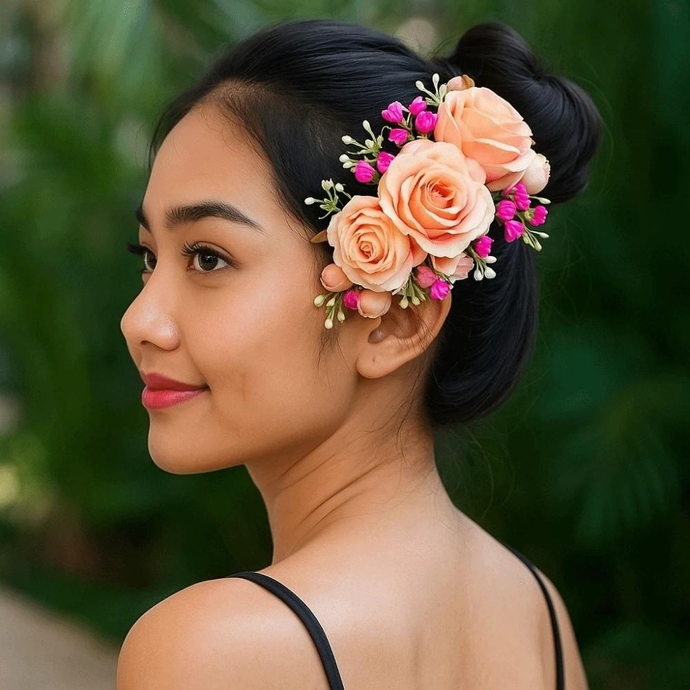 Sweet Flowers Hairpin Rose Chignon Hair Clips Handmade Rose Hair Comb Party