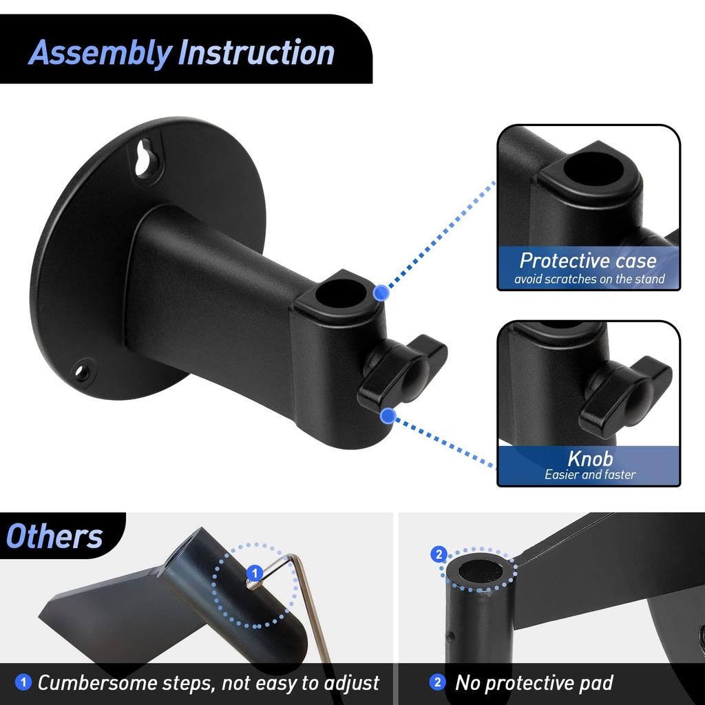 SUNMON Microphone Wall Mount Boom Arm Microphone Holder Horizontal Wall Mount Space-Saving Desktop Metal Clamp