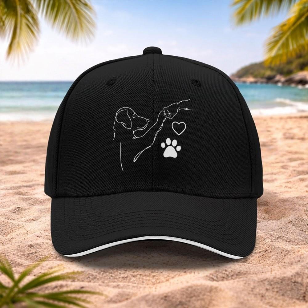 Dog Paw Line Art Baseball Cap Adjustable Unisex Sun Protection Outdoor Sports Hat