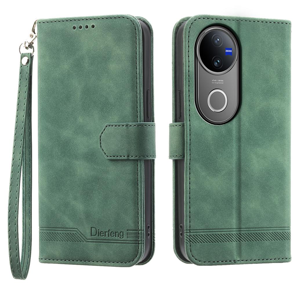 DIERFENG DF-03 For Vivo V50 5G Leather Case Lines Imprint Wallet Phone Cover