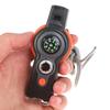 7 In1 Outdoor Survival Whistle Keychain Compass Magnifier Led Light Thermometer