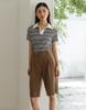 G Mar Two Tuck Bermuda Pants Brown
