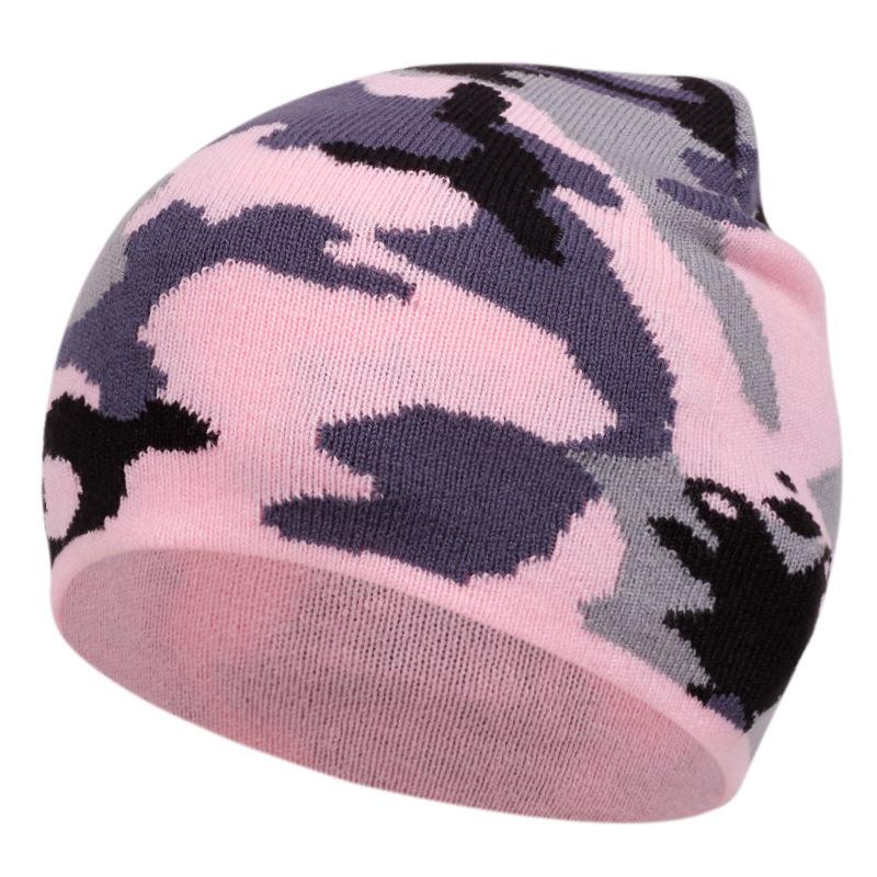 Multi-Color Fixed-Dyeing Knitted Hat, Warm In Winter, Men'S And Women'S Outdoor Beanie Popular Camouflage Casual Pattern Wool Hat