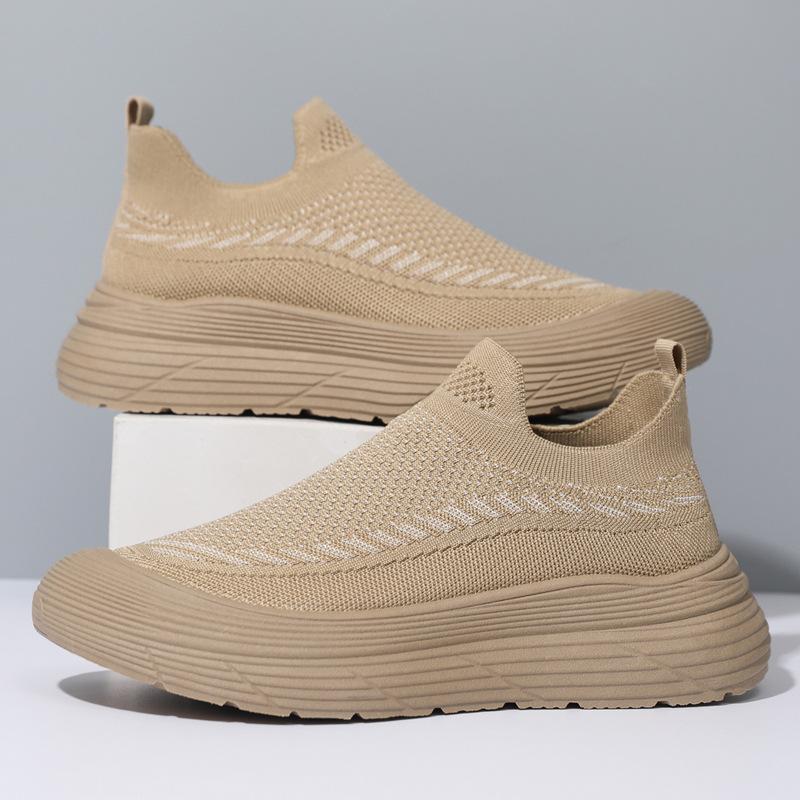 Men's Shoes Spring and Summer Breathable Mesh Shoes Men's and Women's Trendy Versatile Thick-soled Fly-woven Sports Shoes Casual Dad Shoes