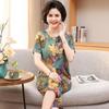 Women's Cotton Silk Short-Sleeve Pajama Set for Middle-Aged and Elderly