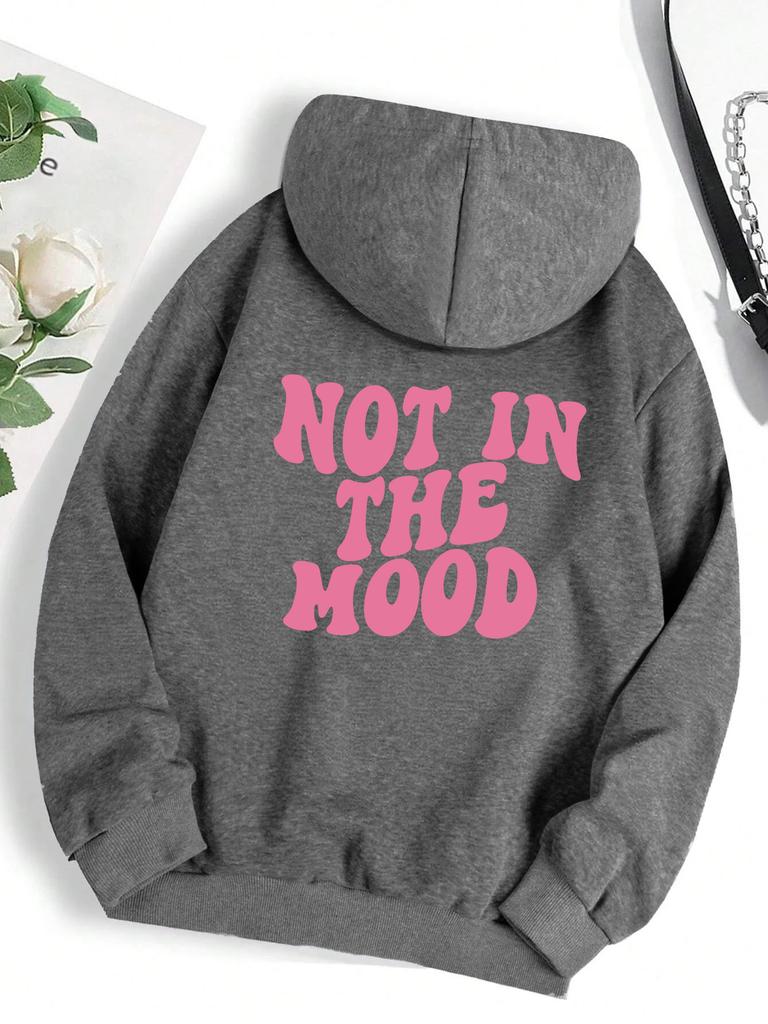Not In The Mood Persönlichkeitsbrief Weibliche Hoodies Persönlichkeit Lose Hoodie Herbst Warme Fleece Hoody Harajuku Street Pullover