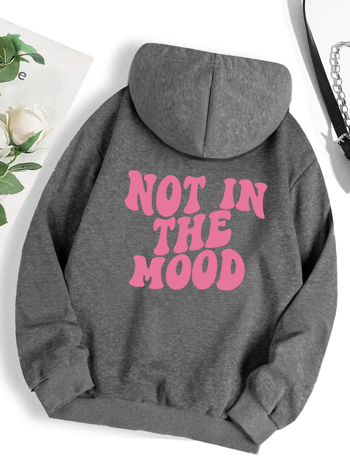 

Не в настроении Индивидуальная буква Женские толстовки с капюшоном Индивидуальная свободная толстовка с капюшоном Осенняя теплая флисовая толстовка Harajuku Street Pullover 3XL