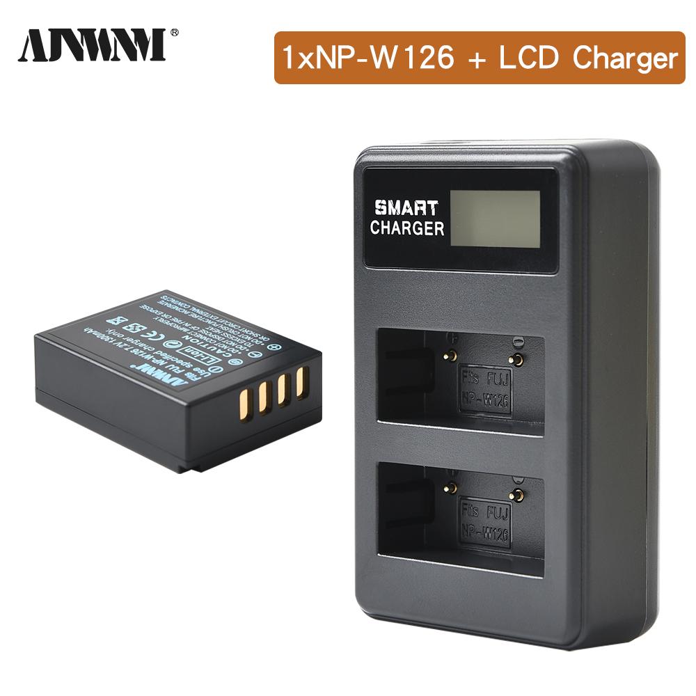 AJNWNM 1300mAh NP-W126 NP W126 NPW126 Batteries+LCD Dual Charger for Fujifilm Fuji X-Pro1 XPro1 X-T1 XT20 XS10 XT100 XT200 XA5 Digital Camera Battery