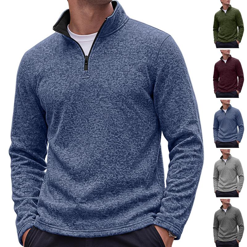 Men's 1/4 Zip Pullover Sweatshirt Heather Stand Collar Long Sleeve Casual Lightweight Fleece Sweater Tops