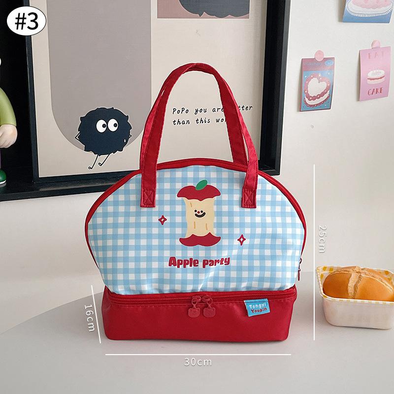 Kawaii Lunch Bag Bento Bag Large Capacity Women's Bag Handle Insulated Bento Bag Cute Portable Tote Bag Kitchen Organizers
