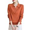 Lapel Knitted Bottoming Shirt Spring and Autumn Long-sleeved Top Mother Autumn Clothes New Women's Clothing Early Autumn Thin Sweater