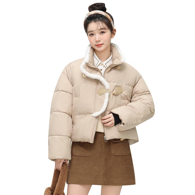 Winter Turtleneck Thickened Lamb Fur Jacket Button-down Jacket Women's Down Cotton Jacket Tide
