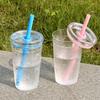 Plastic Cold Drinking Cup Bowknot Pattern Car Tumbler Cup Simple Coffee Cup  for Students