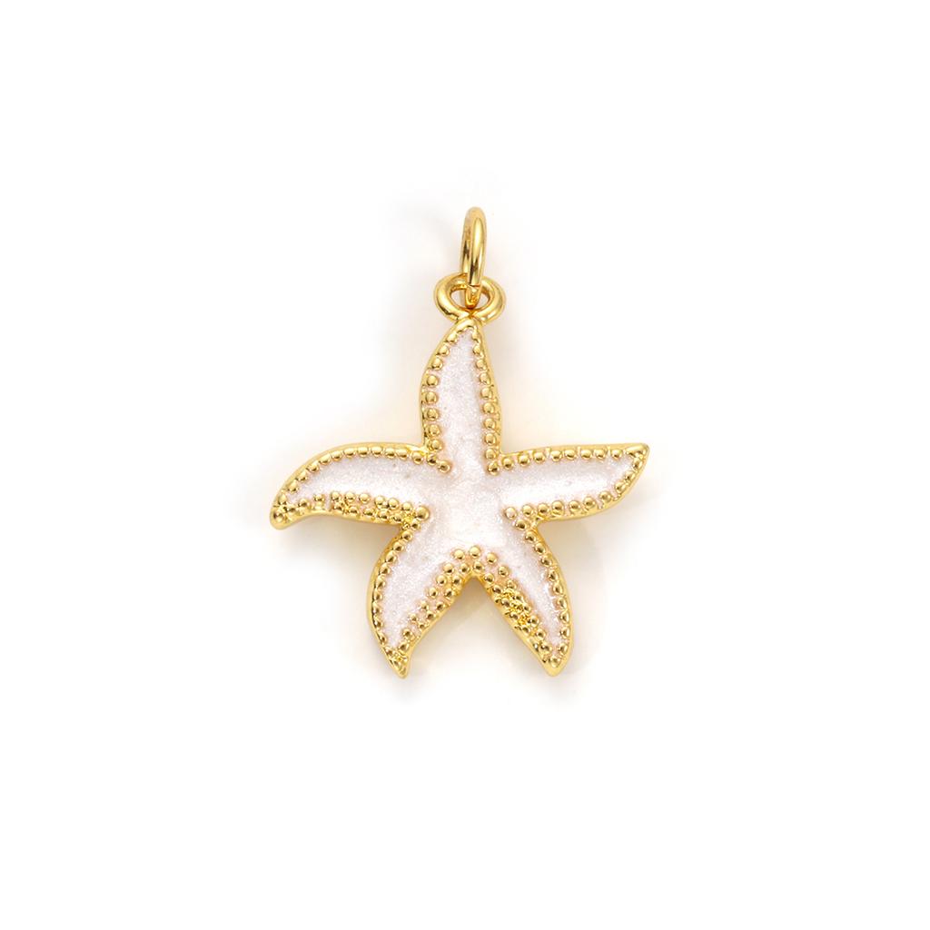 2 Stück Meeres Schmuck Seestern Anhänger 18 Karat Echtgold Beschichtet Mehrfarbig Emaille Rettungsring Seestern Meeres Anhänger Für DIY Halskette DIY