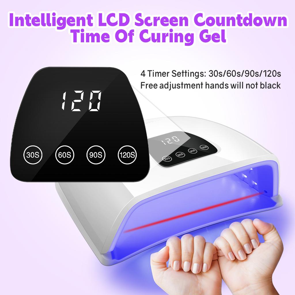 Powerful UV LED Nail Lamp Professional 72 LEDs Nail Dryer with Heat Sink LCD Display Nail Dryer With Smart Sensor Nail Salon Use