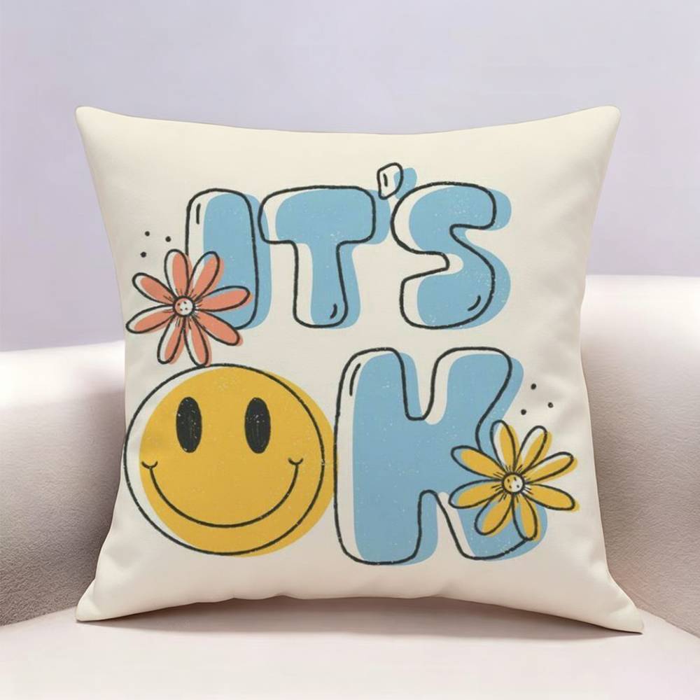 Smile Cartoon fun cute Doublesided print Pillow Case Pattern Printed Pillowcase For Living Room Sofa Cushion Cover