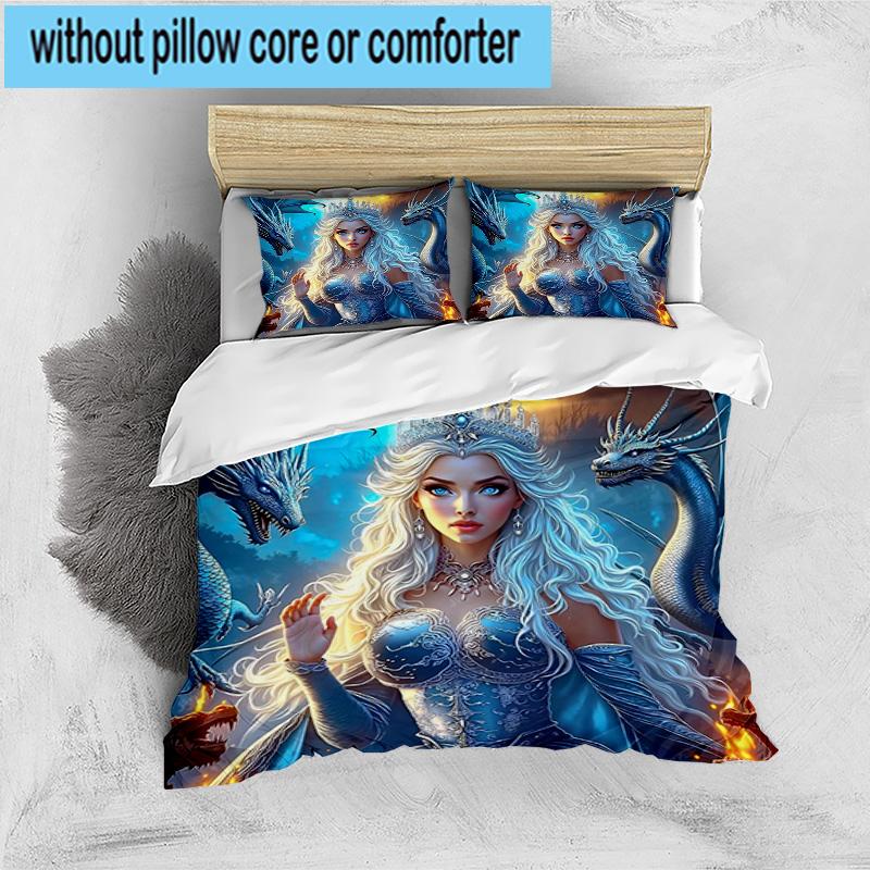 Dragon Queen's Majesty 3pcs Bedding,Including 1pc Duvet Cover And 2pcs Pillowcases Perfect for Christmas,Ideal for Bedroom, Dormitory