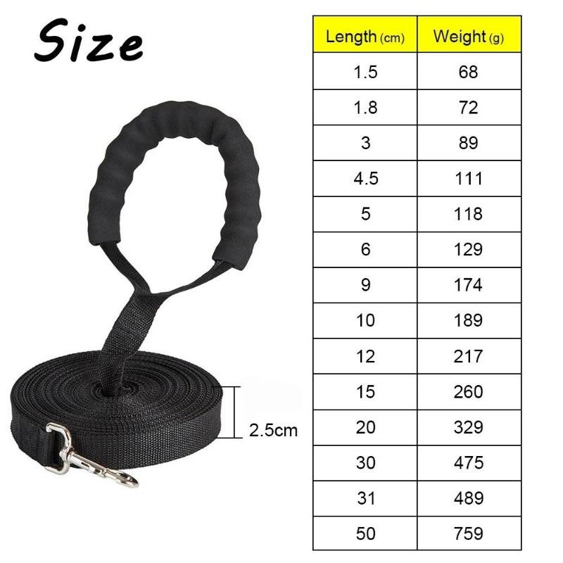 Haustier-Hundeleine aus Nylon mit Schaumstoffgriff, Outdoor-Sport-Hundetrainingsleinen, 1,8 m, 3 m, 6 m, 10 m, 15 m, 20 m, 30 m, 50 m