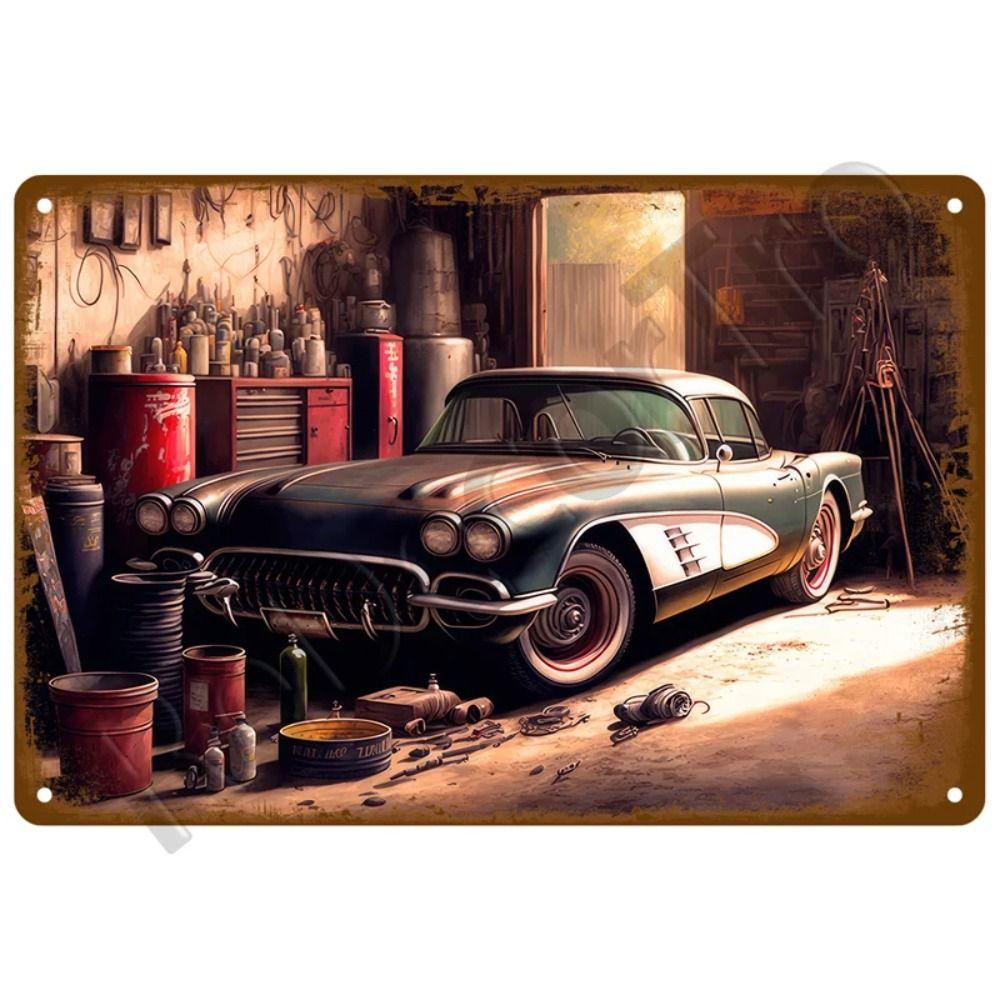 Metalowa Tabliczka Dekoracyjna na Ścianę do Garażu Motocyklowego 20x30cm