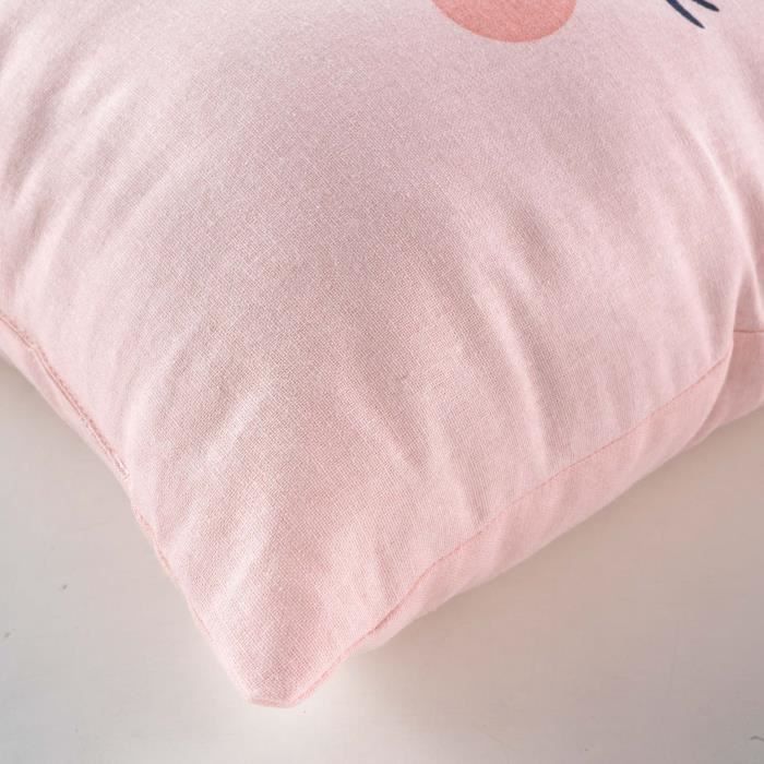 Coussin décoratif - Petite biche - 40 x 40 cm - Rose - Non déhoussable - Uni verso