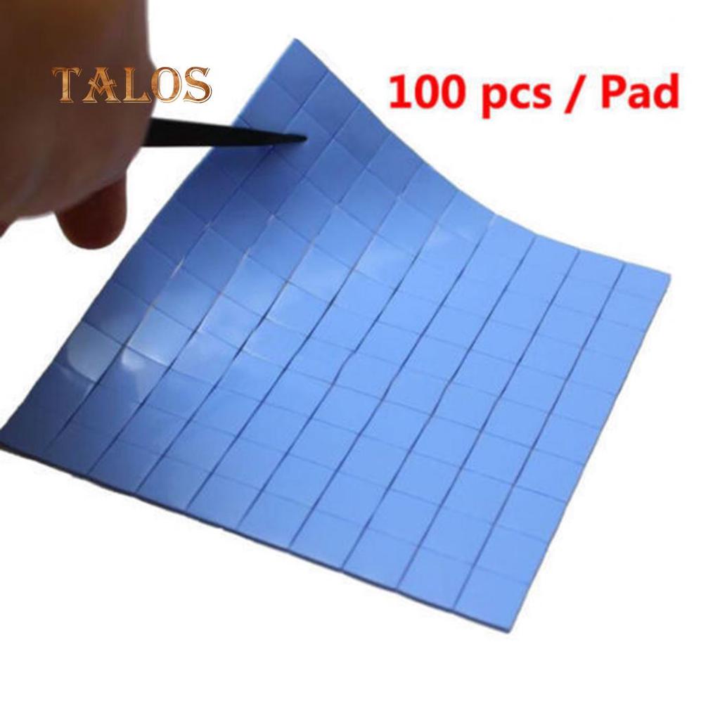 100 ცალი 10x10x0.5 მმ მაღალი ხარისხის გამაცხელებელი სილიკონის გაუჭრელი თერმოგამტარი საფენი GPU VGA IC-ისთვის