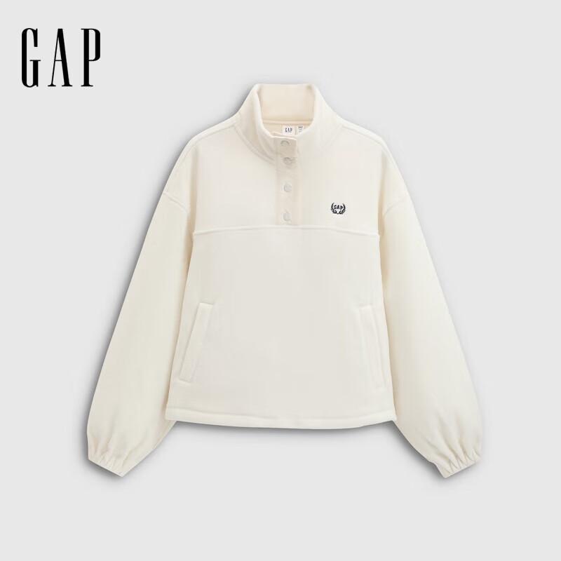 Gap Women's 2025 Fall Wheat Logo Embroidered Loose Fleece Sweatshirt