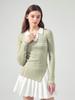 LORDLOAR Diagonal Slit Ribbed Collar Knit L/Khaki