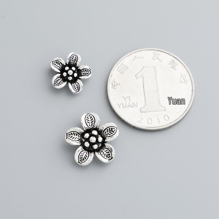 Sterling Silber Blumenanhänger Armband/Halskette DIY Perlen - Vintage Thai Stil