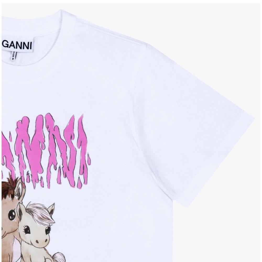 Ganni Women S ShorT Sleeve T ShirT Pony Logo A1050048 151